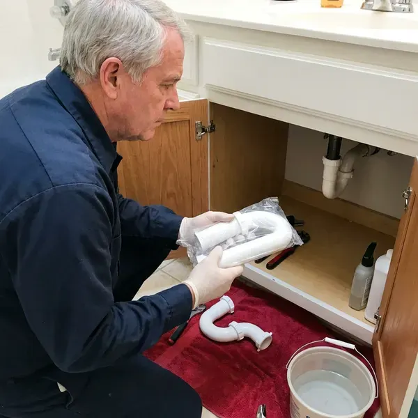BFK Plumbing technician providing sink drain replacement in Covington, KY